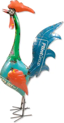 Produktbild von Metall Dekofigur Hahn 42 x 88cm bunt Garten-Figur Deko Gockel Skulptur Tierfigur