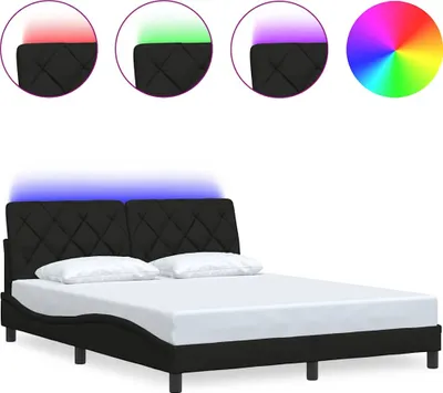Obrázek produktu pro vidaXL Rám postele s LED bez matrace černý 160x200 cm látka