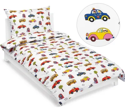Obrázek produktu pro Bavlněné povlečení dětské junior - 140x200 cm. 70x90 -  bílá,červená,modrá