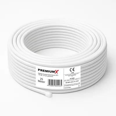 Produktbild von PremiumX 25m DELUXE PRO Koaxialkabel 135dB 5-Fach reines Kupfer SAT Antennenkabel