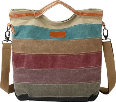 Produktbild von Canvas Schultertaschen, gestreift, mehrfarbig, Umhängetasche