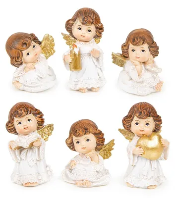 Produktbild von 6 kleine Weihnachtsengel weiß Gold - Weihnachtsdekoration 6 cm