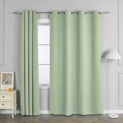 Produktbild von Joyswahl Blickdicht Gardinen Verdunklungsvorhänge Ösenschal Sonnenschutz Schlafzimmer Wohnzimmer HxB 145x135 cm Grün 1 Stück