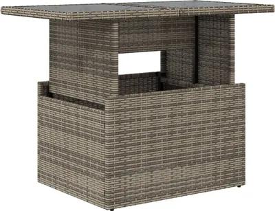 Produktbild von Gartentisch mit Glasplatte Grau 100x55x73 cm Poly Rattan