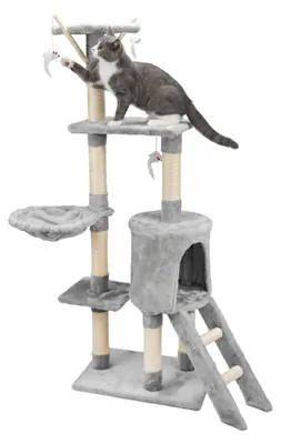 Obrázek produktu pro AQPET, kočičí stromek Paris, výška 138 cm, s odpočívadly, prolézačkami a škrabadlem pro kočky