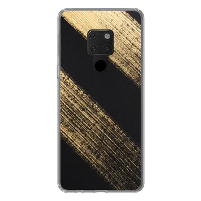 Produktbild von MuchoWow® Handyhülle Schutzhülle Hülle für Huawei P40 Lite Goldene Farbstreifen auf schwarzem Hintergrund Silikon Softcase Handy Hülle - Handy
