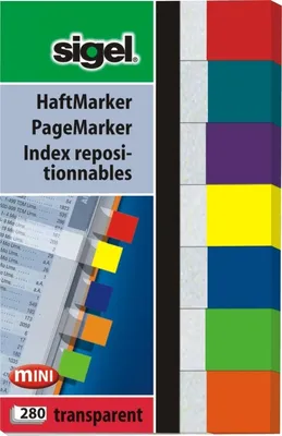 Produktbild von Haftmarker 84x50mm 7 Farben VE=10x80 Blatt transparent