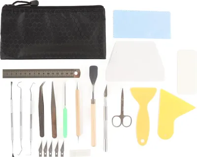 Produktbild von Bastel-Vinyl-Unkraut-Set, 22-teilig, praktisches Lineal, Schnitzstift, Schere, Pinzette, Häkelnadel, DIY-Zubehör