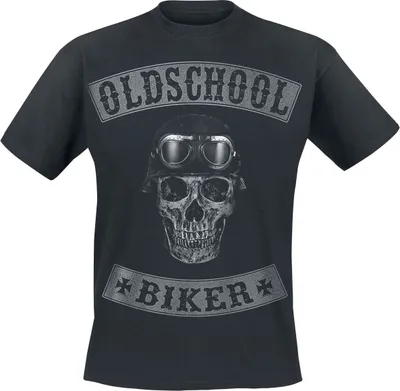 Produktbild von Oldschool Biker Skull T-Shirt Herren  schwarz 4XL