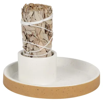 Produktbild von Keramischer Räucherstäbchenhalter - Doppelverwendung für White Sage und Palo Santo
