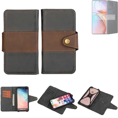 Produktbild von K-S-Trade Handyhülle Schutzhülle Hülle Bookstyle Wallet-Case kompatibel mit Motorola Edge 2023 Bumper Rundumschutz schwarz-braun 1x