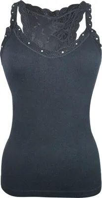 Produktbild von Glamexx24 Damen-Top mit Spitze, einfarbiges Damen-Tanktop, ärmelloses Shirt für den Alltag-Farbe: Schwarz -Größe: XL-XXL