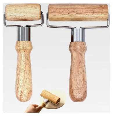 Produktbild von 2 Stück Nudelholz aus Holz - Kleine und Mittlere Teigrolle aus Buchenholz für Kuchen, Pizza, Fondant und Kekse