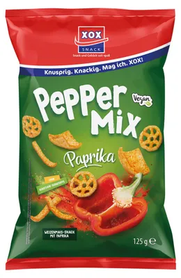 Zdjęcie produktu dla XOX Peppermix chrupiąca przekąska ziemniaczano-pszenna o smaku paprykowym 125g