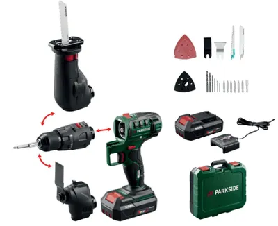 Produktbild von Parkside 20 V Akku Kombigerät 3in1 Starterset PKGA 20-Li D2 mit Akku&Ladegerät