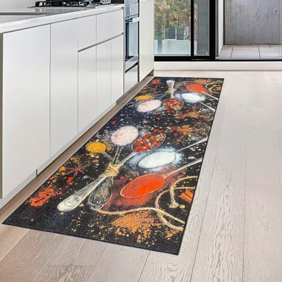Immagine prodotto di Tappeto da cucina lavabile con spezie in giallo rosso Dimensioni - 80 x 300 cm