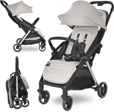 Immagine prodotto di Passeggino da viaggio Lorelli Loret – leggero, chiusura automatica, fino a 22 kg, posizione sdraiata, schienale e poggiapiedi regolabili, cintura a 5 punti, pieghevole in modo compatto