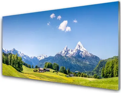 Produktbild von Acrylglasbilder 100x50 Wandbild Druck Felder Bäume Gebirge Landschaft