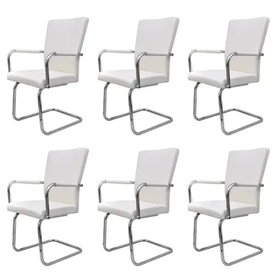 Produktbild von vidaXL Freischwinger 6 Stk. Weiß Kunstleder