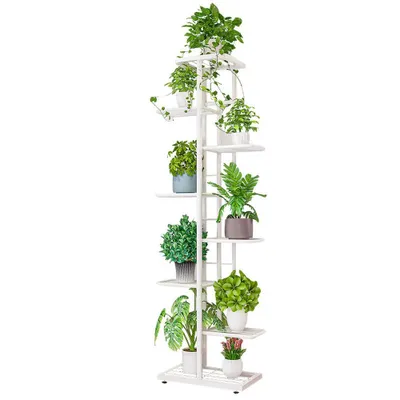 Image de Support pour plantes 8 étages Étagère à fleurs Étagère à plantes Étagère à plantes à plusieurs niveaux, support pour fleurs en métal pour coin, salon, balcon, terrasse