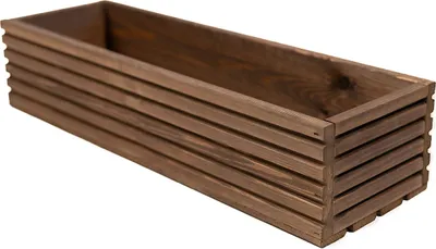 Produktbild von Blumenkasten aus Holz | Pflanzkasten | Blumentopf 64 x 20 x 14,5cm | Kräutertopf | Topf mit Kunststoffeinsatz | Imprägniert | Dunkelbraun