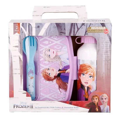 Produktbild von Alu-Trinkflasche & Brotdose mit Besteck | Disney Frozen | Lunch-Box