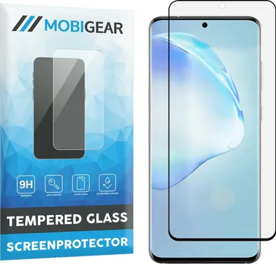 Product packaging and a smartphone with a screen protector applied.