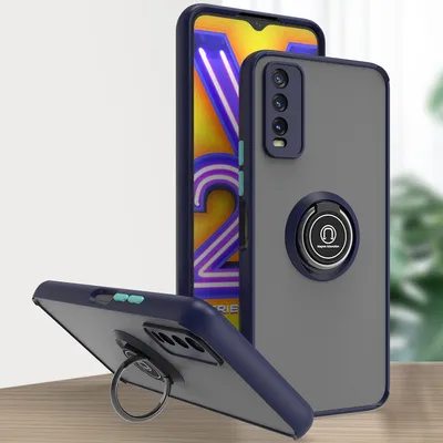 Produktbild von VIVO Y20 Hülle, Ring Halter Ständer Matte Transluzent TPU Rahmen Stoßfest Schutzhülle für VIVO Y20 Blau