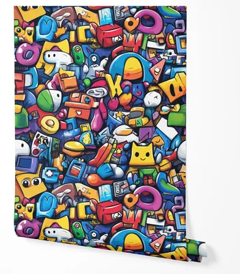 Obrázok produktu pre Vliesová tapeta cartoon graffiti doodle detská izba 2x2,5 farebná farebná