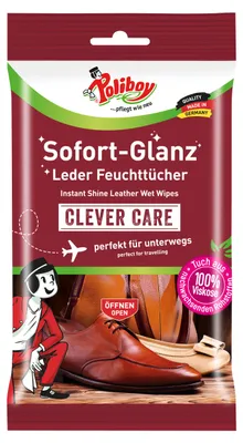 Produktbild von Poliboy Reinigungstücher Leder Sofort Glanz - Inhalt 10 Stück, Reinigung Pflege