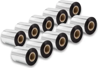 Produktbild von vhbw 10x Thermotransfer-Band kompatibel mit Citizen 7201e, 9301, 9001, 8301 Drucker Etikettendrucker, Wischfest, 80 mm x 300 m, Wachs-Plus Schwarz