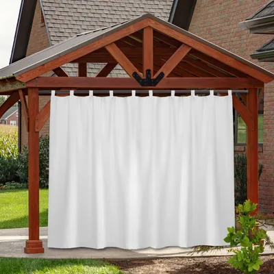 Produktbild von Außen Vorhang Wasserdicht Gardine Blickdicht Outdoorvorhänge mit Abnehmbaren Schlaufen für Terrasse Balkon Garten Hof, 254x213cm, Weiß