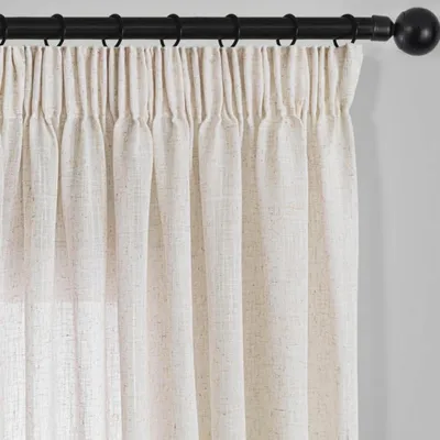 Produktbild von Vorhänge Kräuselband 140x240 cm Beige Leinen Halbtransparent 2er Set