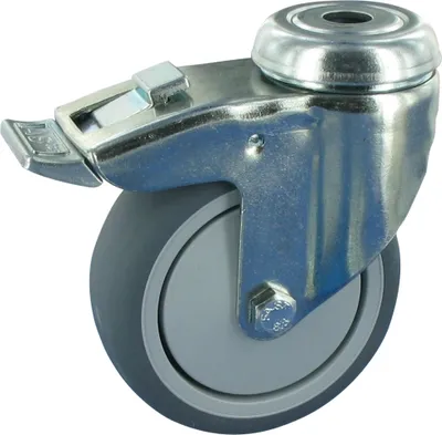Produktbild von Apparaterollen Lenkrolle mit Feststeller Ø150mm TPE Gummi Rückenloch