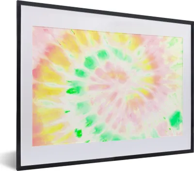 Produktbild von MuchoWow® Gerahmtes Poster Sommer - Krawattenfärbung - Grün 40x30 cm - Poster mit Schwarzem Bilderrahmen Wandposter Rahmen Foto Bilder - Bilderrahmen - Poster im Rahmen