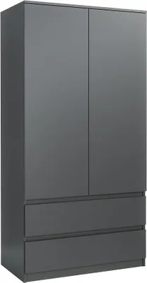 Produktbild von Kleiderschrank 90 cm Breite - mit 2 Schubladen - Kleiderschränke Schlafzimmer - Wohnzimmer Schrank - Schlafzimmerschrank - Garderobenschrank - Schrank - Anthrazit - 90x50x180 cm