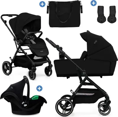 Immagine prodotto di Kinderkraft Yoxi 3in1 passeggino con navicella e seggiolino auto i-Size, girevole, compatto e pieghevole, antiforatura, Schwraz
