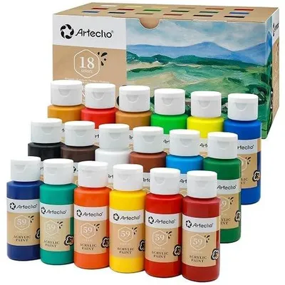 Zdjęcie produktu dla Farby akrylowe zestaw 18 kolorów 59ML dla dzieci rękodzieł