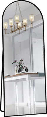Obrázek produktu pro Celoplošné zrcadlo 162 x 53 cm, volně stojící, závěsné nebo opřené, velké podlahové zrcadlo s černým rámem z hliníkové slitiny do obývacího pokoje nebo ložnice, černá barva