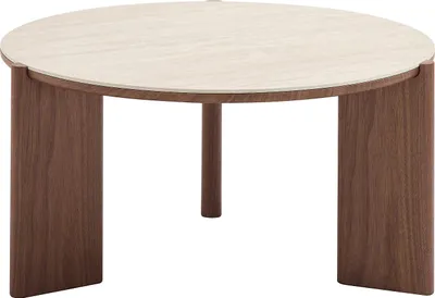 Produktbild von Couchtisch aus Keramik mit Walnussfurnier - Travertin- und Natureffekt - MUNYRA