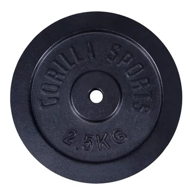 Obrázok produktu pre Gorilla Sports Liatinový záťažový kotúč, čierny, 2,5 kg