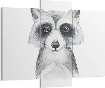 Produktbild von Bild auf Leinwand - Leinwandbild - 3 Teile - Waschbär Bild Kinder - 130x100cm - Wand Bild - Wanddeko - Wandbilder - Leinwanddruck - Bilder - Wanddekoration - Leinwand bilder - CB130x100-4607