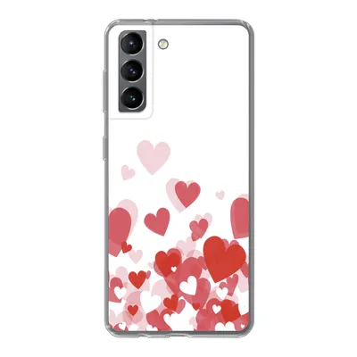 Produktbild von MuchoWow® Handyhülle Schutzhülle Hülle für Samsung Galaxy S21 Eine Illustration eines Regens der Herzen Silikon Softcase Handy Hülle - Softcase