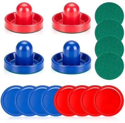 Productafbeelding van Airhockey Pushers Set - 4 Stuks Met 8 Pucks - Kunststof - Voor Familiespellen En Tafelspellen