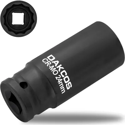Obrázok produktu pre Nárazový kľúč, 24 mm, viaczubý, 1/2", hĺbka 78 mm, materiál CR-MO, 12-hranný