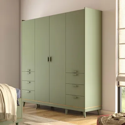 Produktbild von Masseno Drehtürenschrank ACARA 190/214.5/57,4 cm 4-türig Schlafzimmer Schrank Kleiderschrank Grün