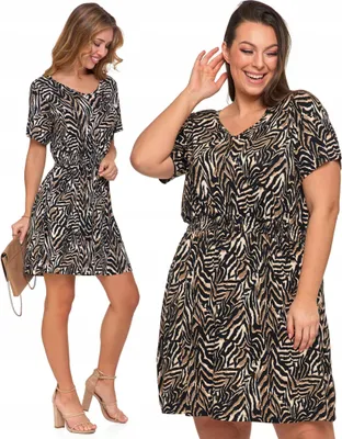Produktbild von Damen Knielanges Kleid, kurz, modisches Muster, Viskose, luftig, Sommer, MORAJ L