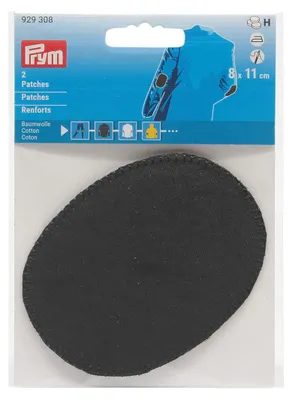 Aufbügelbare Flicken 8x11 cm schwarz, 5 Stück, selbstklebend