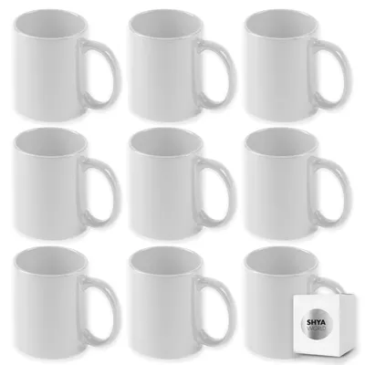 Keramikbecher 370 ml, 10 Stück, weiß, mikrowellengeeignet