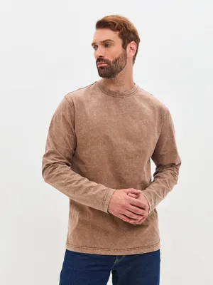 Obrázok produktu pre Pánske tričko s dlhým rukávom – veľkosť XL – Vintage Stonewash – 100 % bavlna – pohodlný strih